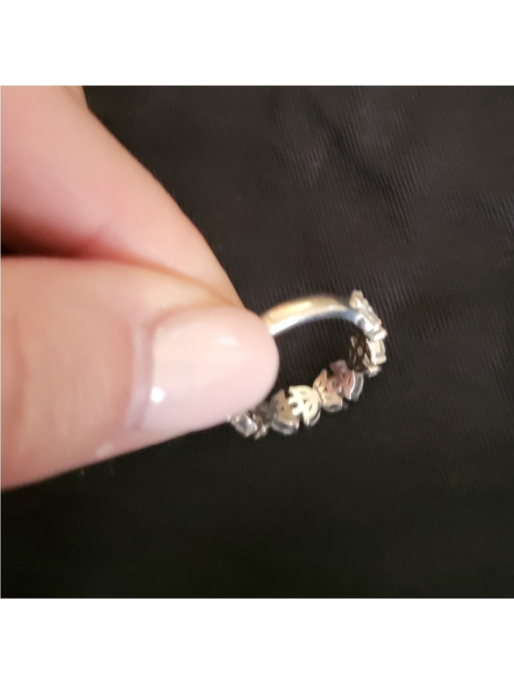 14K White Gold Marquise Moissanite & Round Moissanite 3/4 Eternity Ring - Picture 8 of 8